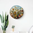 thumbnail image 4 of 14 Inch Wall Clock Battery Operated Silent Clock Decorative for Office, Kitchen, Outdoor, Living Room，Watercolor Autumn Sunflower Daisy Green Twigs Floral Branch Graceful, 4 of 4