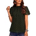 thumbnail image 1 of Mujeres Dot Top Manga Corta en Capas de Encaje Cuello Redondo Dulce Lindo Loose Summer Casual Camisa Verde XL, 1 of 6