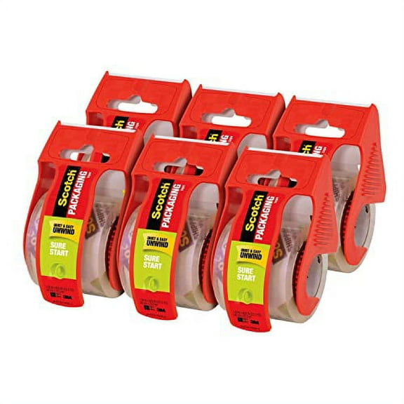 Scotch 1.5" Core Packing Tape with Dispenser, 6 Rolls