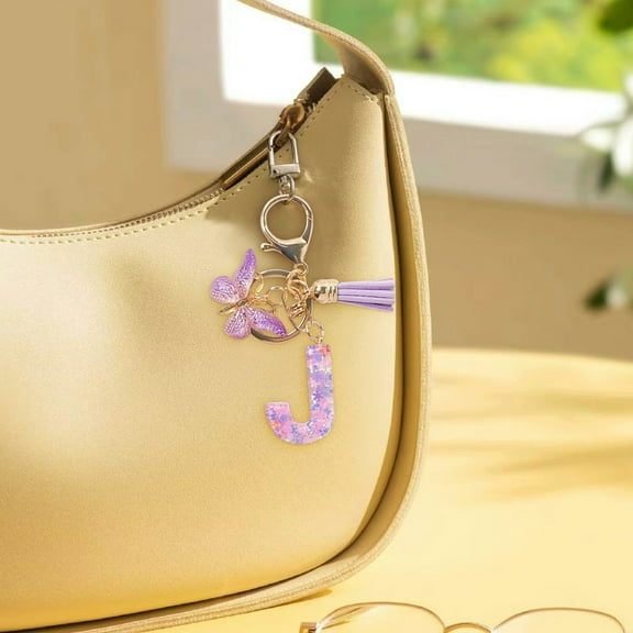 Kchsji Initial Letter Keychains for Women Personalized Tassel Keychain for Car Wallet Backpack Bag Custom Resin Name Keychain Accessory for Birthday Christmas Valentine's Day Easter Gifts
