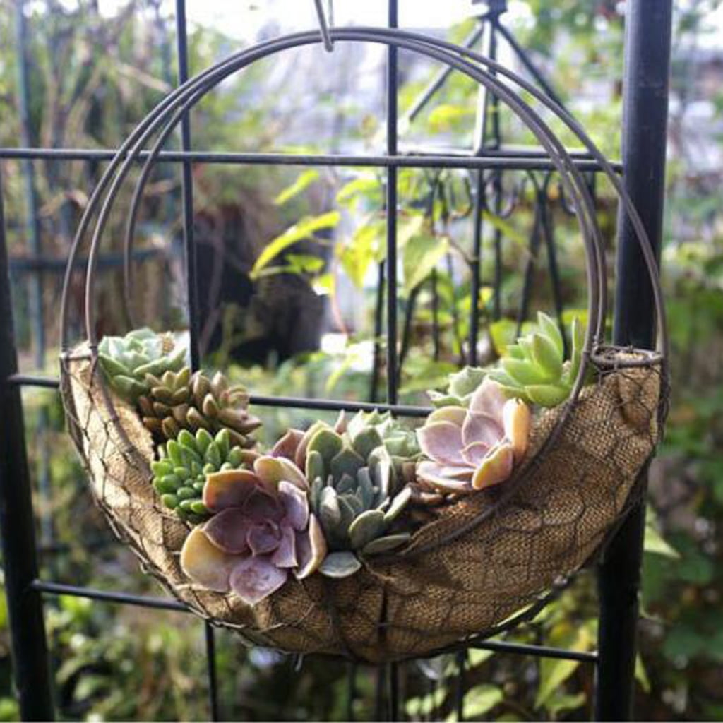Hanging Succulent Plant Pot Retro Iron Moon Shaped Planter Holder Garden Decor Hanging Succulent Plant Pot Retro Iron Moon Shaped Planter Holder Garden Decor