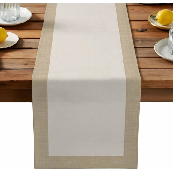 Table Runner 108 Inches Long,Farmhouse Vintage Pastoral Style Burlap Texture Linen Table Runners Dresser Scarf Runner for Bedroom Kitchen Home Party Dining Tables Decor Retro Linen