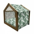 thumbnail image 2 of Leaf Pet House, Palm Mango Banana Tree Leaves in Tropical Wild Savannah Island Jungle Image Art, Outdoor & Indoor Portable Dog Kennel with Pillow and Cover, 5 Sizes, Forest Green, by Ambesonne, 2 of 5