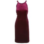 Nine West Wine Sleeveless Velvet Halter Sheath Dress 14