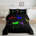 thumbnail image 2 of Erosebridal Young Gaming Game Bedding King Comforter Set, Graffiti Gamepad Pattern Down Comforter, Hippie Splash Bedroom Decor, Reversible 3 Pieces, 2 of 7