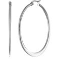 thumbnail image 1 of Essentials Gold or Rhodium Plated Stainless Steel Flattened Hoop Earrings, 1 of 3