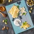 thumbnail image 5 of Afghan Cutting Board, Geometric Shapes with Triangles Rhombuses and Herringbone Zigzag Stripes, Decorative Tempered Glass Cutting and Serving Board, Large Size, Lilac and Pale Blue, by Ambesonne, 5 of 5