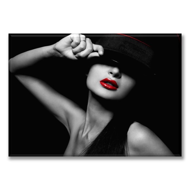 Cuadro Canva Listo Para Colgar Tipo Galería Labios Rojos 60X90 cm