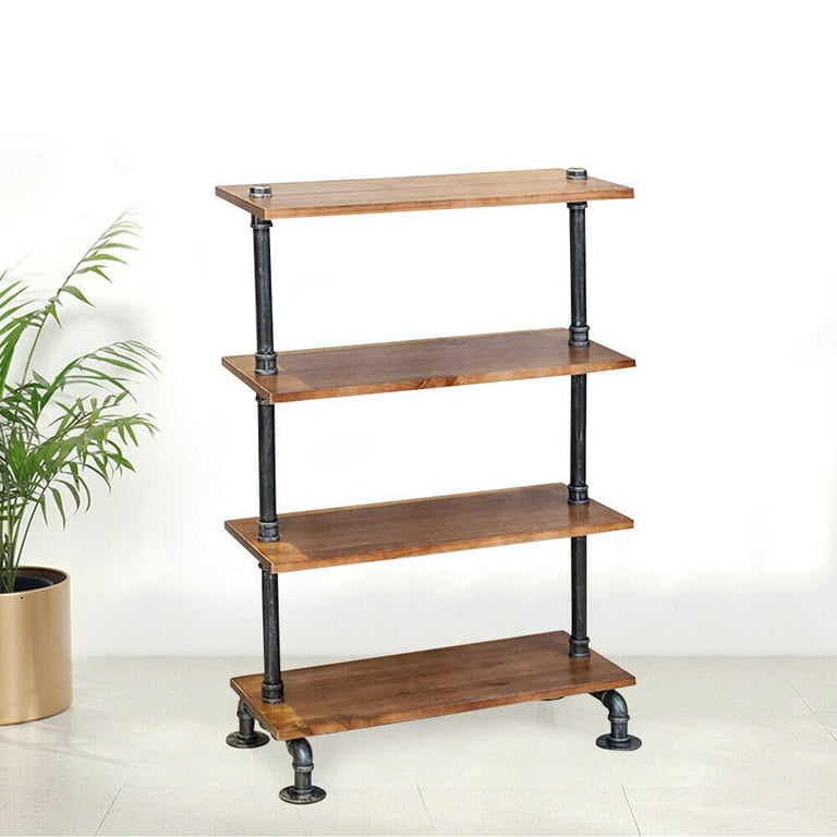 Free Standing Pipe Shelf, Rustic Bookcase, Industrial Shelve
