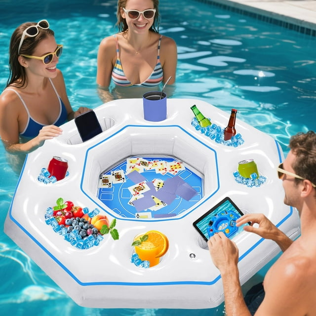 Mesa de juego inflable Lanathel octogonal para piscina o jacuzzi