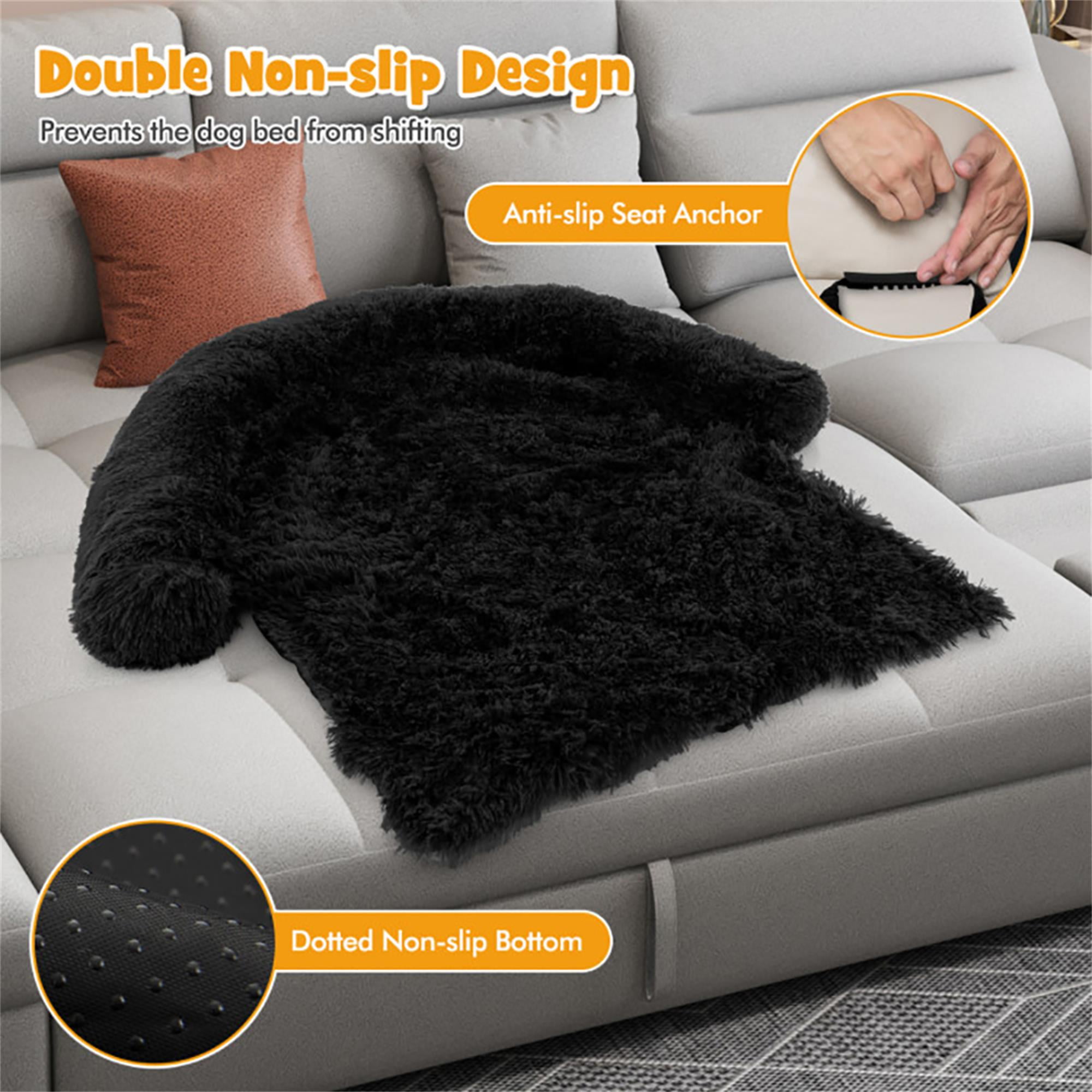 Kadyn 44" Dog Bed for Couch, Calming Dog Beds for Large Dogs, Fluffy Plush Bed for Pets, Anti Anxiety Dog Bed with Removable Cover, Black-M