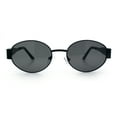 thumbnail image 4 of Classic 90s Oval Metal Rim Thick Mid Temple Fashion Sunglasses All Black, 4 of 8