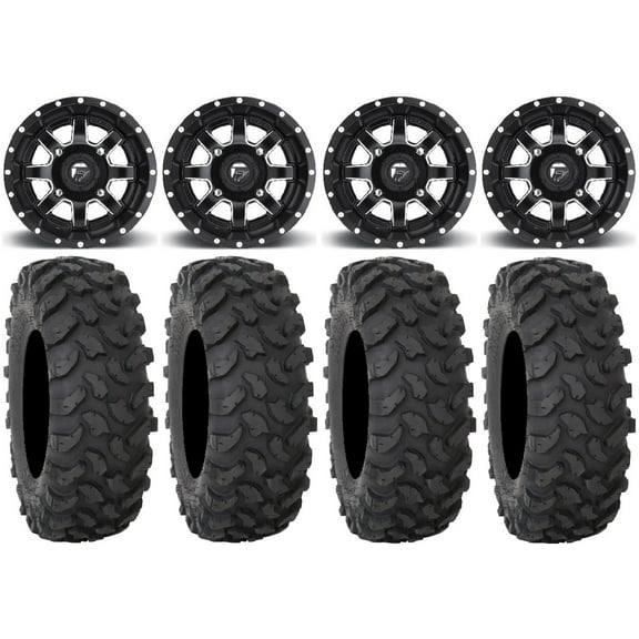 Fuel Maverick Black 15" Wheels 37" XTR370 Tires Kawasaki Teryx Mule