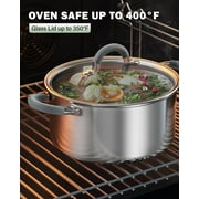 Cook N Home Basics Stainless Steel Cookware Sets, Pots and Pans Set with Stay-Cool Handle, Induction Compatible, Dishwasher and Oven Safe, 12-Piece