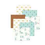 Little Treasure Hudson Baby Cotton Poly Flannel Receiving Blankets 7-Pack, Brown Desert Cactus, 30x30 inches