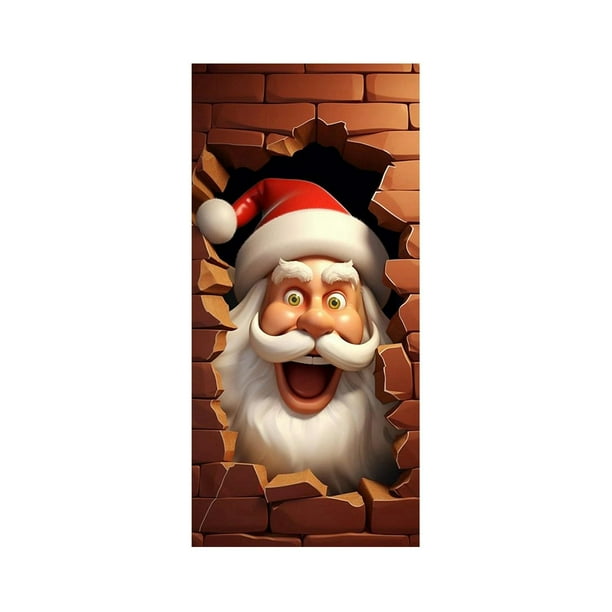 Cubierta decorativa para puerta de Papá Noel Tapiz Cortina para puerta de fiesta Tapiz Cubierta para puerta Decoración navideña