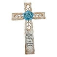 thumbnail image 6 of Rustic Aqua Blue Rose Flower Bless Our Family With Love And Grace Wall Cross, 6 of 9