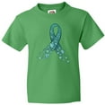 thumbnail image 3 of Inktastic Ovarian Cancer Awareness Teal Ribbon Made of Hearts Youth T-Shirt, 3 of 5