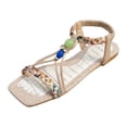 thumbnail image 4 of Rokment Women's Ethnic Boho Flat Dress Sandals Beach Vacation Casual Colorful Braided Wide Width Square Toe Low Heel Walking Sandals Summer Bride Wedding C Size 7.5, 4 of 5