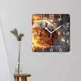 thumbnail image 3 of 10 Inch Wall Clock Battery Operated Square Clock for Office, Kitchen, Outdoor, Living Room,Baseball In Fire Flames and Splashing Water Beautiful, 3 of 4