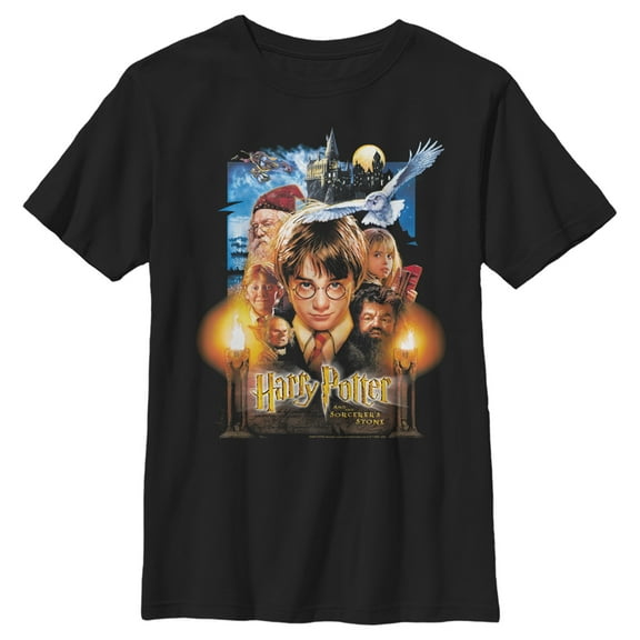 Boys' Husky Harry Potter Sorcerer's Stone Movie Poster Graphic Tee Black Medium