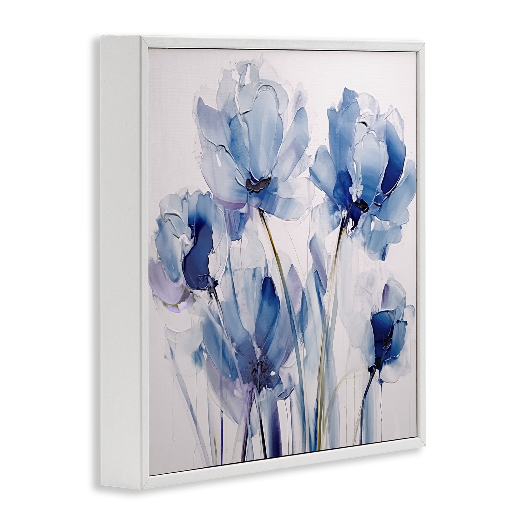 Stupell Industries Abstract Blue Tulips Botanical & Floral Painting White Framed Art Print Wall Art, 17 x 17