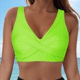 thumbnail image 2 of HCNTES Push Up Bikini Top for Women U Wired Wide Straps Swimsuit Tops Scoop Neck Padded Lace Up Back Bathing Suit Top Only(S,a71-Yellow), 2 of 9