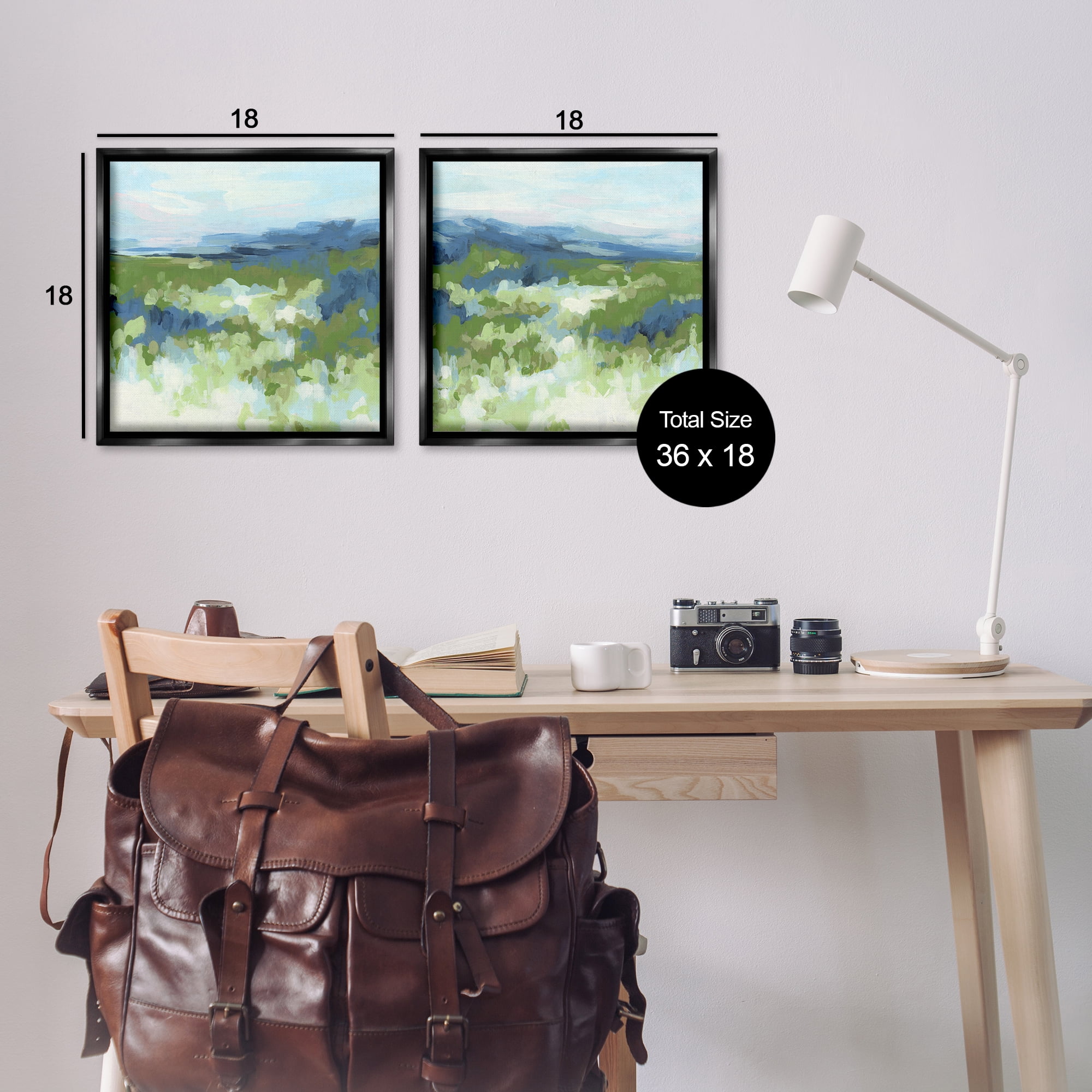 Stupell Industries Abstract Overgrown Field Landscape & Nature Painting Black Floater Framed Canvas Art Print Wall Art, 18 x 18, Set of 2
