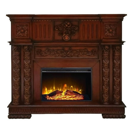 Bowery Hill Free-standing Rectangular Wooden Fireplace in Cherry