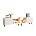 thumbnail image 2 of 78.74" 2-in-1 TV Stand with LED Lights, Fluted Entertainment Center with Ambient Lighting, Wooden Shelves Media TV Console for Living Room Bedroom, White, 2 of 17