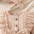 thumbnail image 6 of Bovxnpu Baby Girls' Bodysuits 2PC Long Sleeve Solid Infant Bodysuit Soft Bow Headband Spring Summer Bodysuit Summer Outfits, 6 of 9