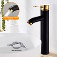 thumbnail image 2 of Grifo para lavabo de baño, mezclador negro mate, lavabo, mezclador de tocador, caño alto, orificio único, 2 of 5