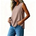 thumbnail image 6 of VBVC Women's Cotton Linen Sleeveless Swing Tank Top , Ladies' Loose Flowy A-Line Blouse , Casual Breathable Summer Shirt For Women, *Khaki , Small, 6 of 7