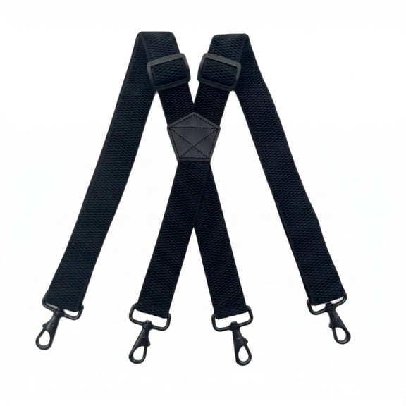 Black Mens Suspenders with 4 Clips Men Heavy Duty X-Back 1.4 Inch Adjustable Elastic Suspender Braces for Jeans Belt Loops Work Trousers Wedding Tool Belt Suspenders