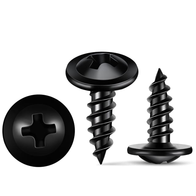 Tornillos para madera TPOHH #8 x 12 mm, acero endurecido, 400 unidades, negros