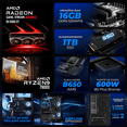 thumbnail image 3 of PC Gamer Completa Xtreme PC Gaming AMD Radeon RX 9060 XT Ryzen 9 7900X 16GB DDR5 SSD 1TB Monitor 27 165Hz Sistema Liquido WIFI BT Black gaming 1080p, estudios y multitarea, 3 of 6