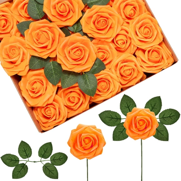 Espuma de rosas naranjas InnoGear de InnoGear, 50 unidades con tallos