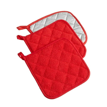

Microwave Oven Gloves Kitchen High Temperature Anti-Scalding Thick Cotton Gloves (Set Of 2) 13x6 Inch red