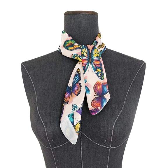 Square Scarf 24x24 Inch Colorful Beautiful Butterflies Silky Satin Sun Protection Neck Scarf for Women Multi-Purpose Head Wrap Bandana for Hair Bag Decoration