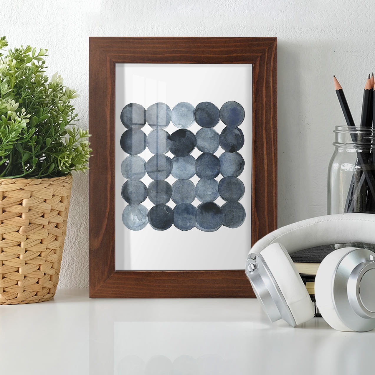 Blue Grey Density I -Framed Print w/glass-Chestnut