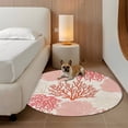 thumbnail image 3 of 8ft Round Rug Red Coastal Area Rugs for Living Room Bedroom Washable Non Slip Circle Rug Low Pile Vintage Coral Ocean Modern Sea Abstract Indoor Floor Carpet for Kitchen Entryway Office Dining Room, 3 of 9