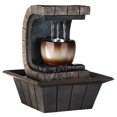 thumbnail image 1 of ORE International Polyresin Indoor Meditation Fountain with LED Light in Brown, 1 of 1