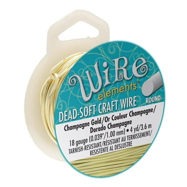 The Beadsmith Wire Element Craft Wire– Tarnish Resistant, Soft Temper, Round, Champagne Gold Color – 1mm, 18 Gauge, 4 Yard Spool – Jewelry Making, Wire Wrapping, Floral, & Other DIY Crafts