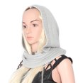 thumbnail image 2 of Walbest Winter Womens Thick Warm Knit Hooded Scarf Pullover Headscarf Hoodie Hat, Muslim Women Woolen Hooded Hat Scarf Wrap Shawl Crochet Knit Neckwarmer (Light Grey), 2 of 7