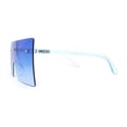 thumbnail image 4 of Oversize Rimless Shield Square Rectangle Large Sunglasses All Blue, 4 of 4