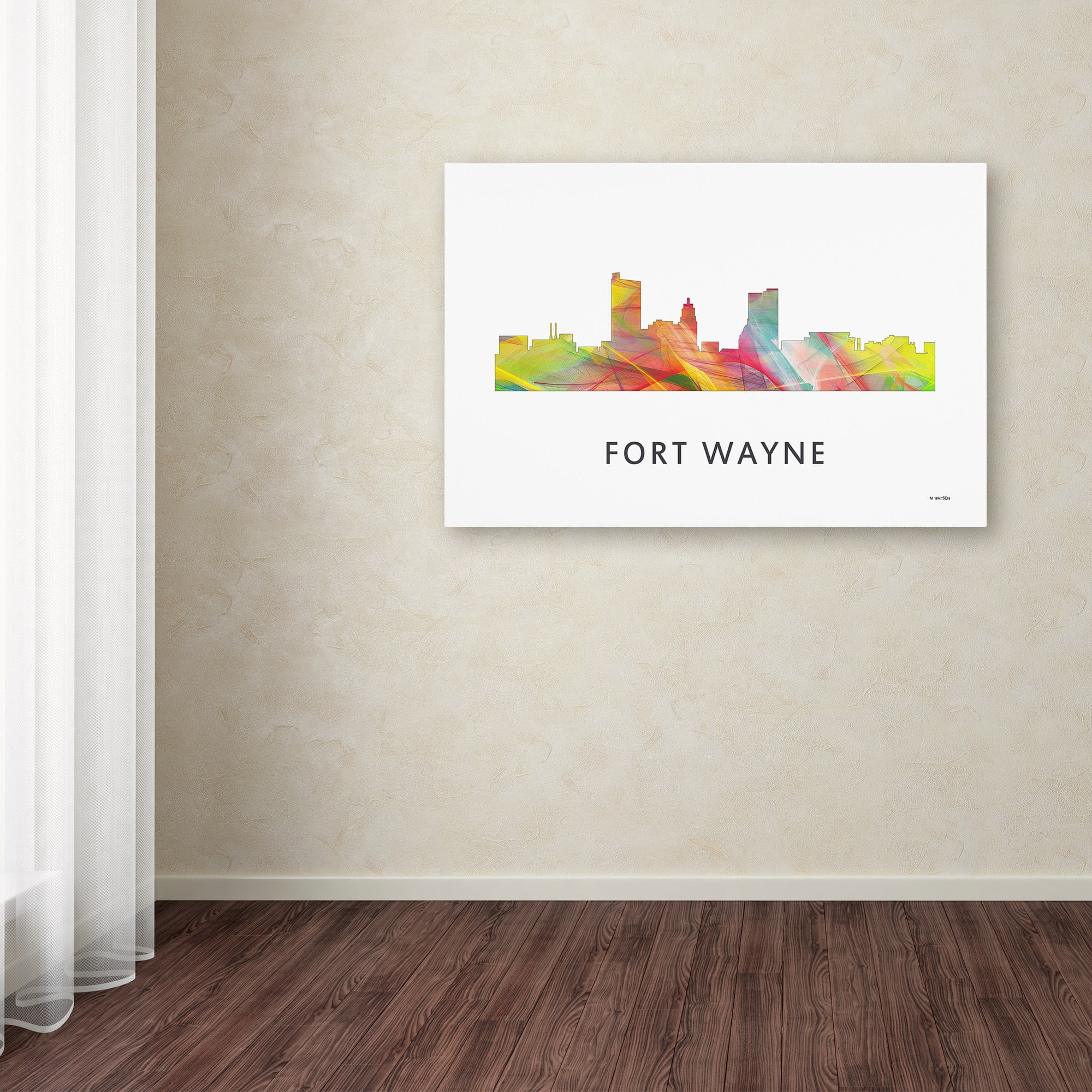 Trademark Fine Art 'Fort Wayne Indiana Skyline WB-1' Canvas Art by Marlene Watson