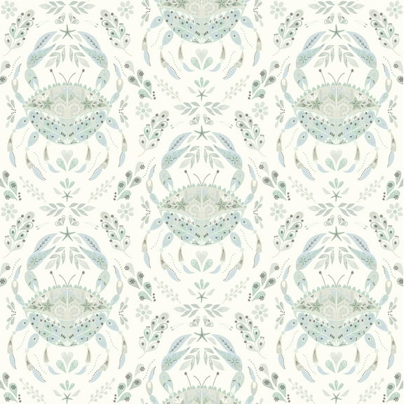 Chesapeake Annapolis Teal Crustation Prepasted Non Woven Blend Wallpaper, 20.5-in by 33-ft, 56.4 sq. ft.