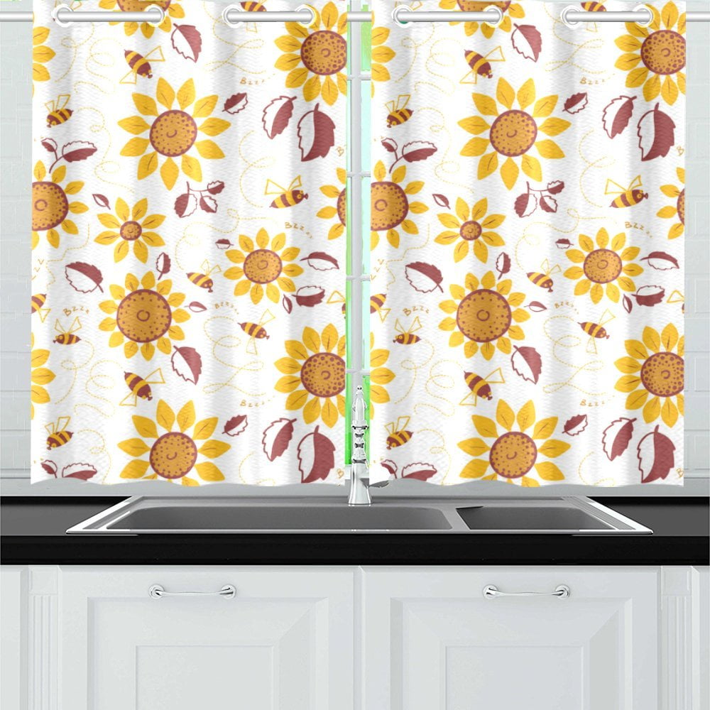 MKHERT Colorful Decor Sunflower Window Curtains Kitchen Curtain Room