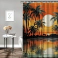 thumbnail image 2 of Orinice  Bathroom Shower Curtain Sets Palm Trees Bath Mat U-Shaped Floor Mat Toilet Lid Oval Rug Vintage Green Leaf Shower Curtain with 12 Hooks for Bathroom Decor Set  69x72, 2 of 7