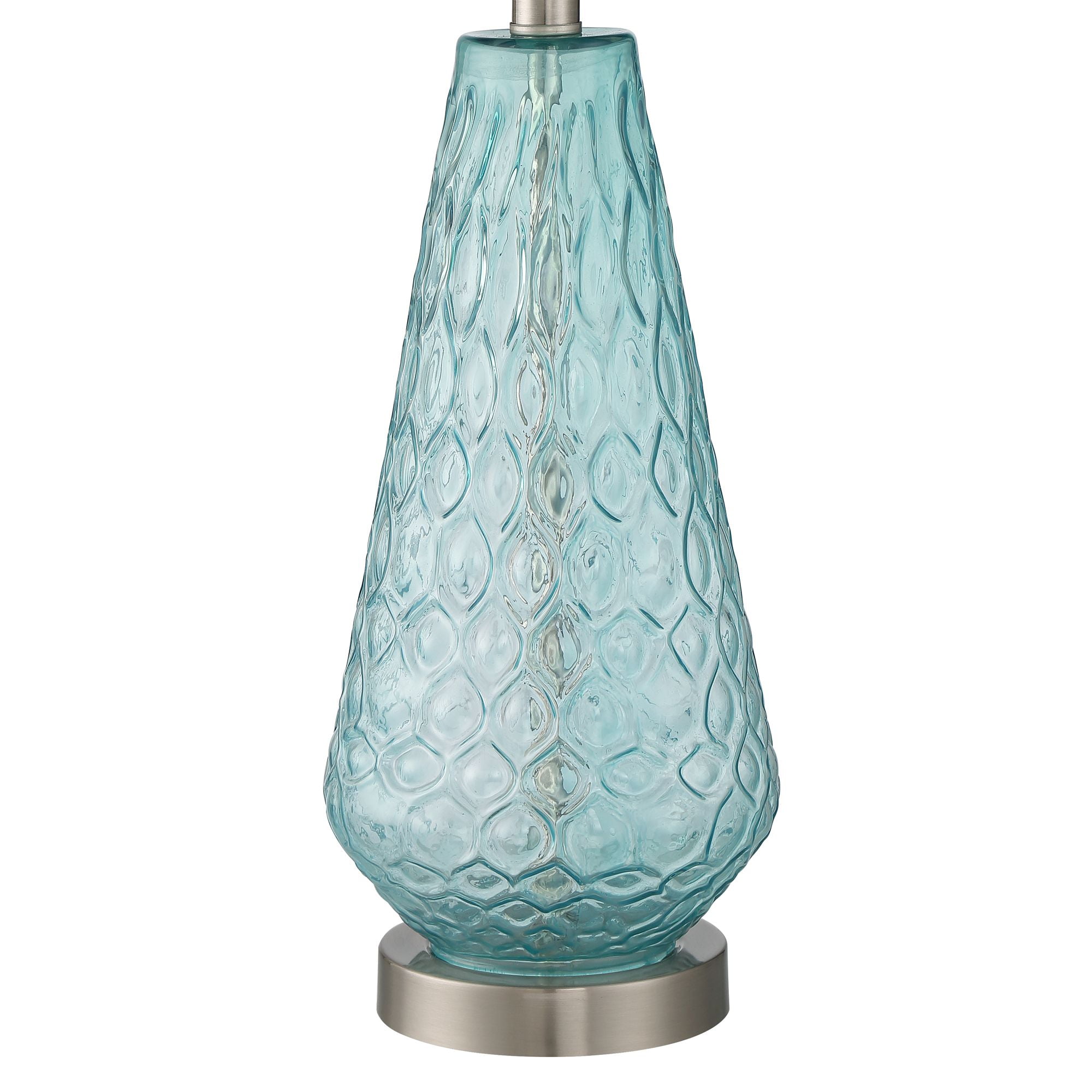360 Lighting Dylan 27 1/2" Tall Modern Coastal Table Lamps Set of 2 WiFi Smart Socket Blue Glass Living Room Bedroom White Shade